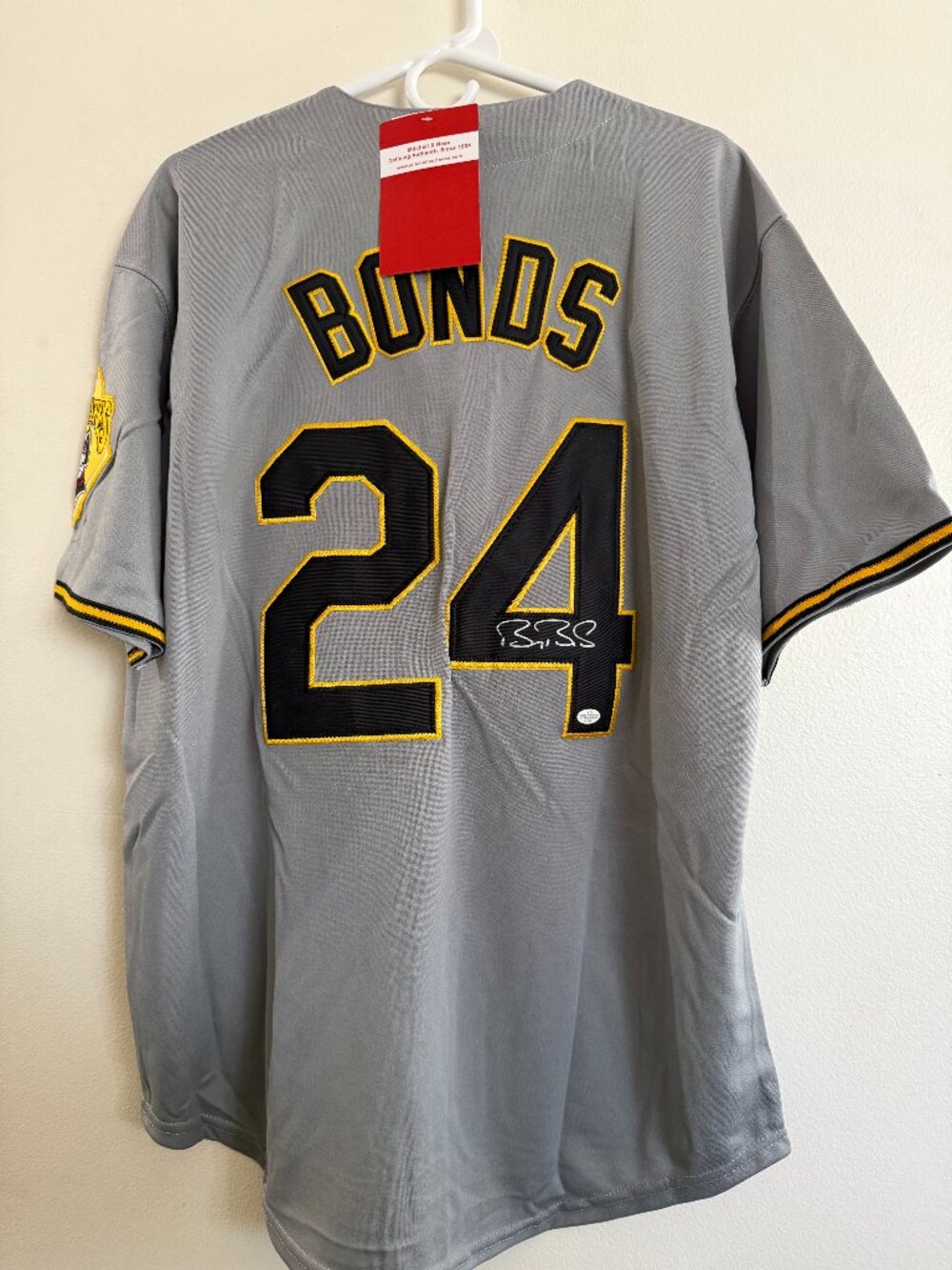 BARRY BONDS SIGNED PITTSBURGH PIRATES AUTOGRAPHED MITCH-NESS JERSEY w/COA L 17-3